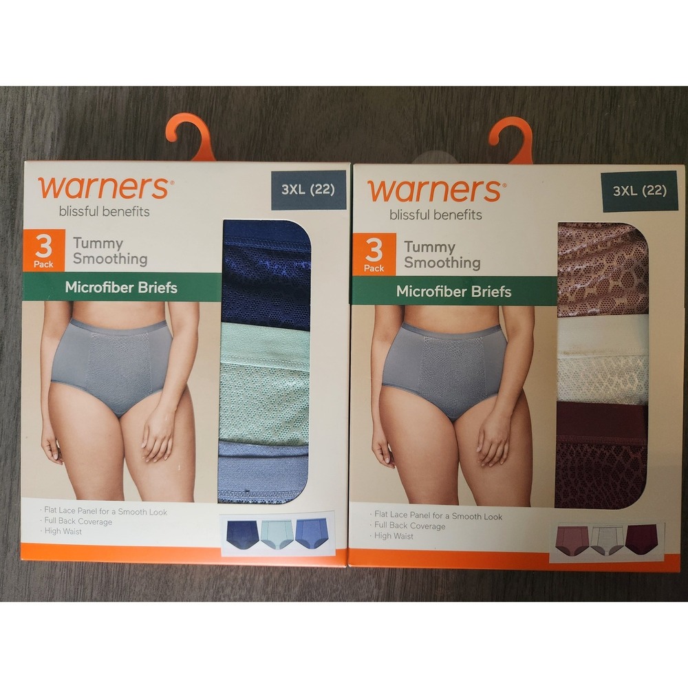Warners Blissful Benefits Tummy Smoothing Microfiber Briefs 3XL 22 6-Pack